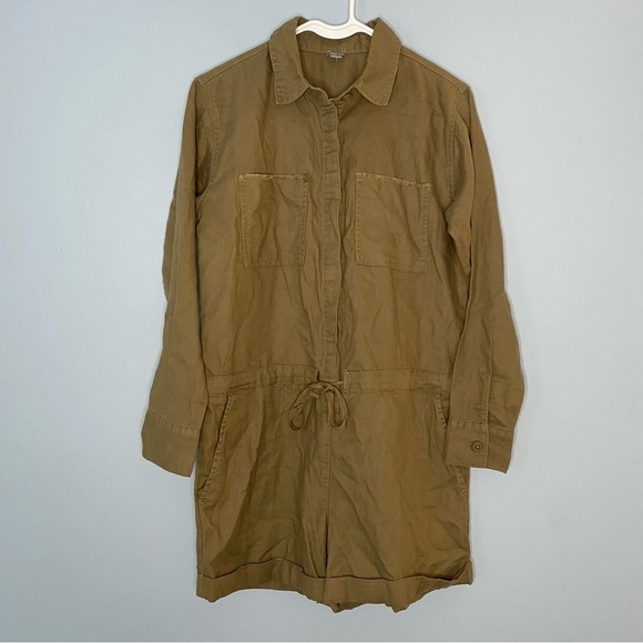 Aerie Romper Shorts Women's XS Green Short Sleeve Romper with Pockets Buttons - Picture 1 of 7